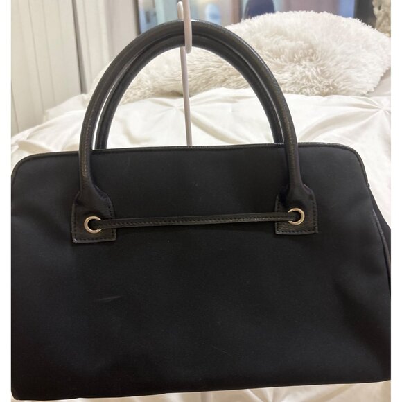 Franco Sarto Black Nylon & Leather Handbag With Heart Charm Accent vintage - Picture 3 of 13